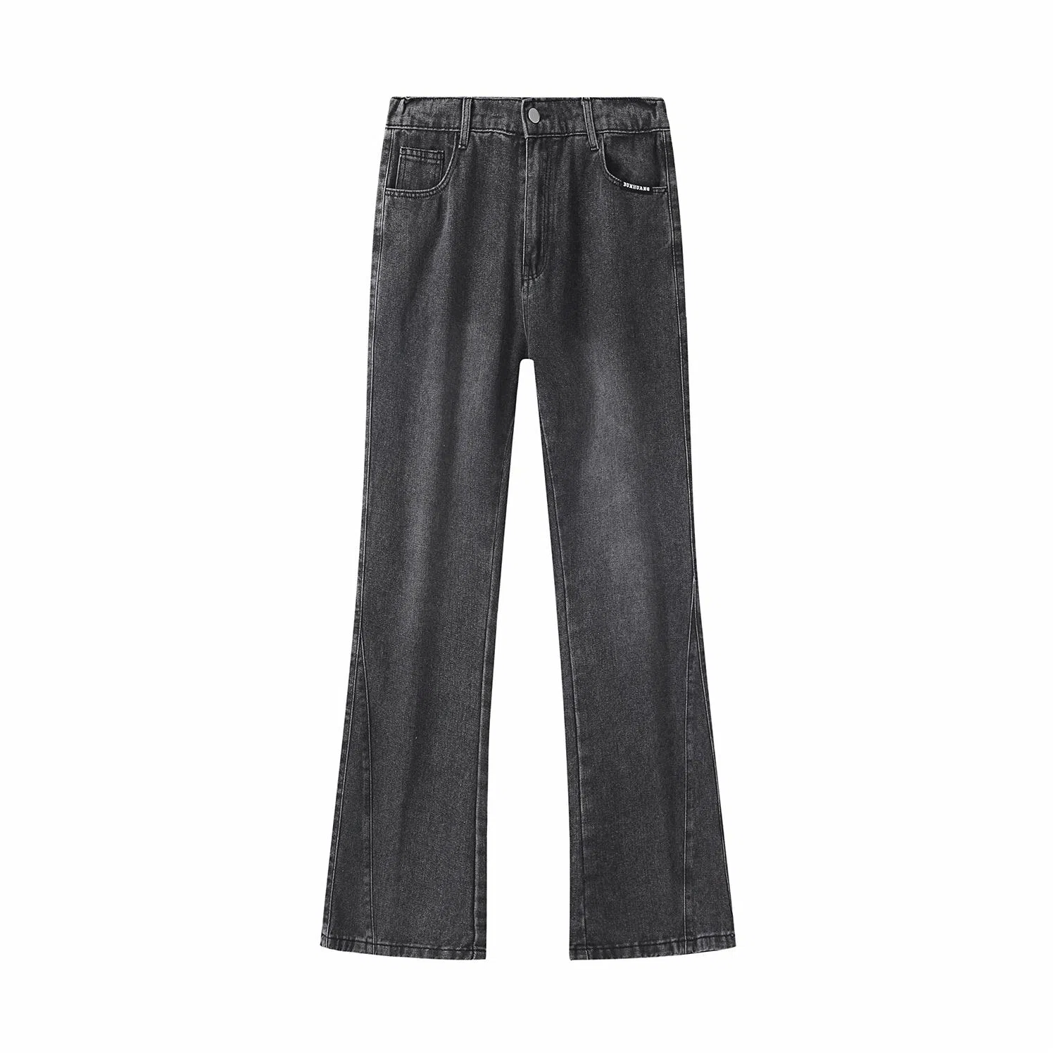 敦煌博物馆 美式复古废土风垂感舒适简约水洗做旧黄泥染微喇牛仔裤 男女同款