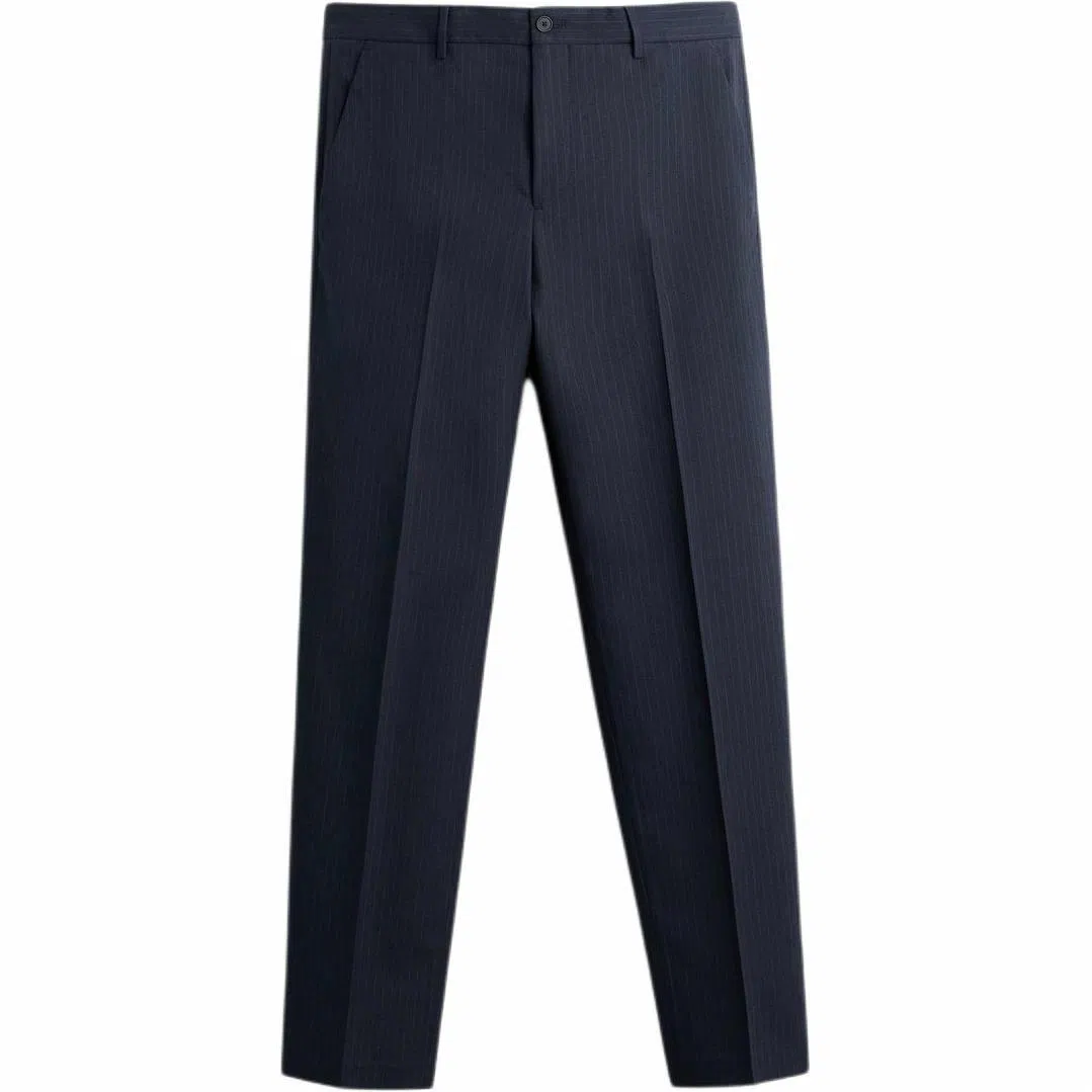 ZARA Slim Fit Pinstripe Trousers Blue