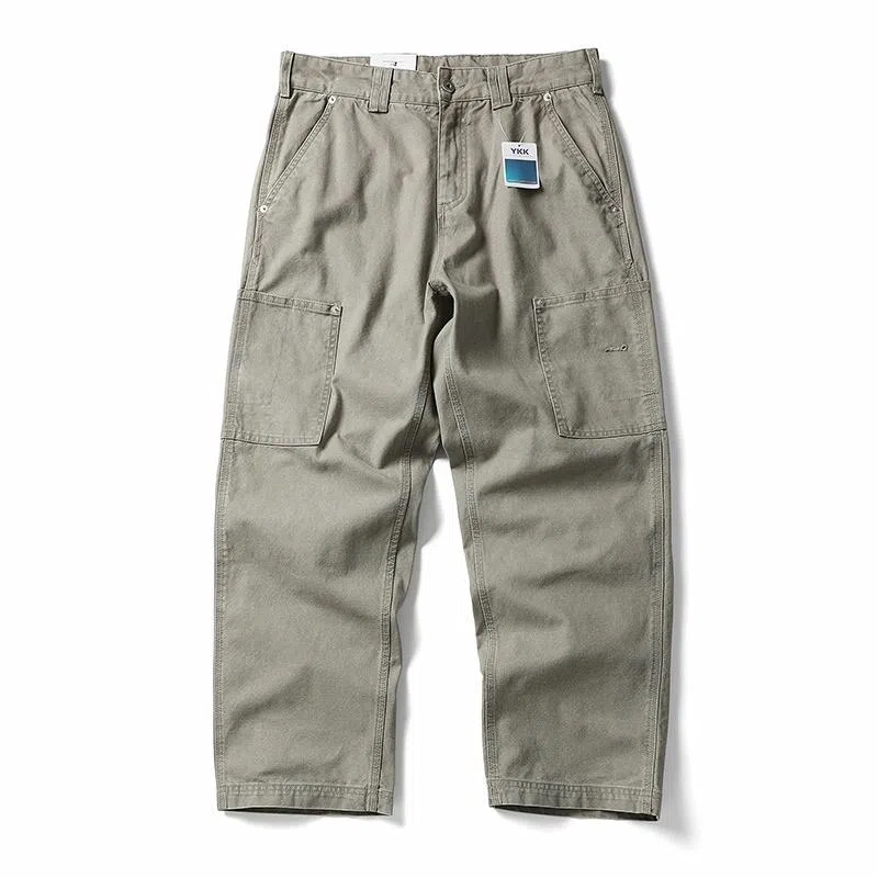 赞仕 复古重磅宽松中腰长裤工装裤 男款