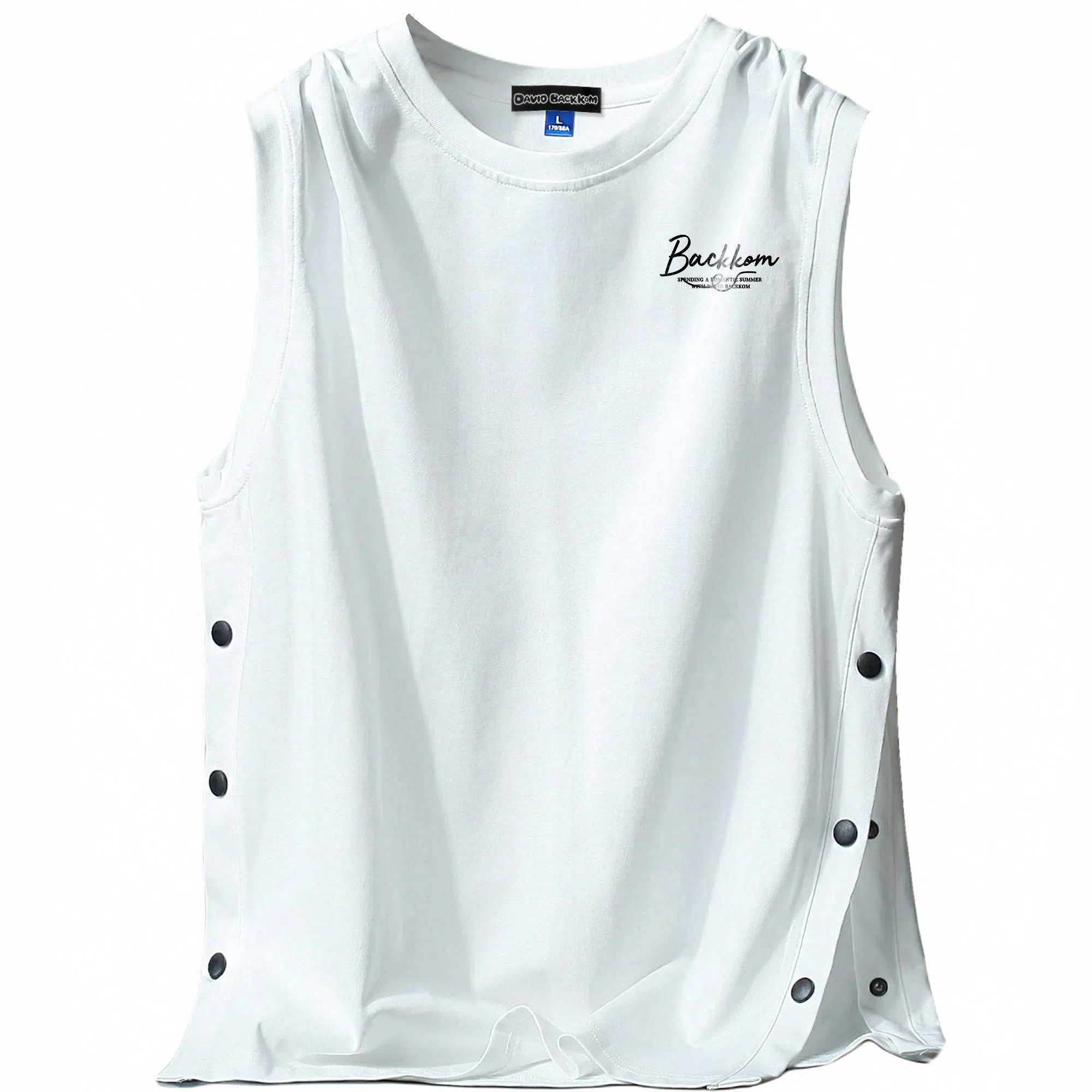 大卫贝肯 美式高街潮流百搭原创字母印花宽松设计运动无袖背心 男女同款