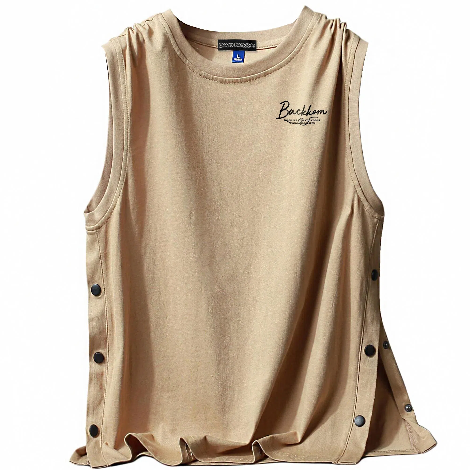 大卫贝肯 美式高街潮流百搭原创字母印花宽松设计运动无袖背心 男女同款