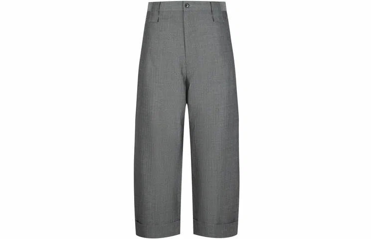 速写 绵羊毛宽松直筒休闲裤 男款 杂黑