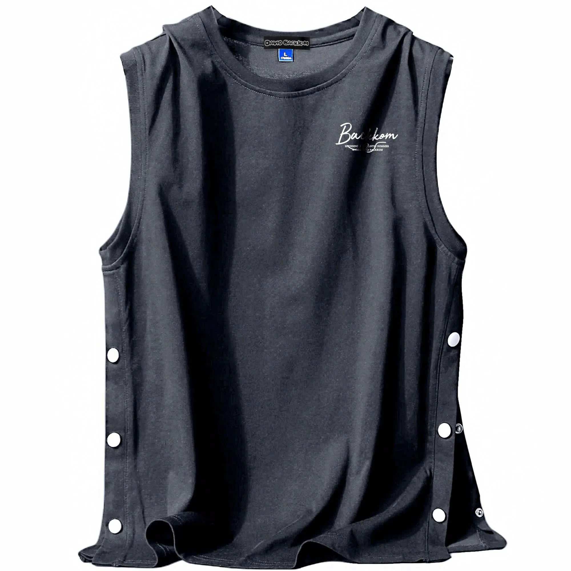 大卫贝肯 美式高街潮流百搭原创字母印花宽松设计运动无袖背心 男女同款