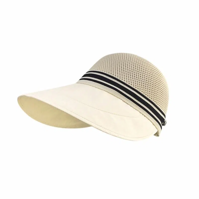 钓鱼熊 镂空 速干透气沙滩户外遮阳防晒可扎马尾时尚 聚酯纤维 帽子 男女同款情侣款