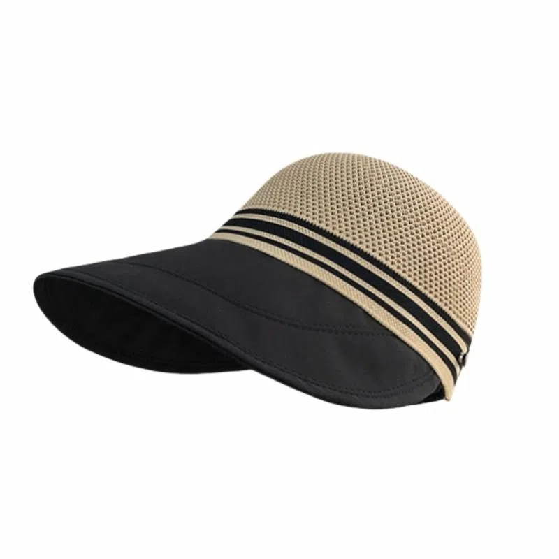 钓鱼熊 镂空 速干透气沙滩户外遮阳防晒可扎马尾时尚 聚酯纤维 帽子 男女同款情侣款