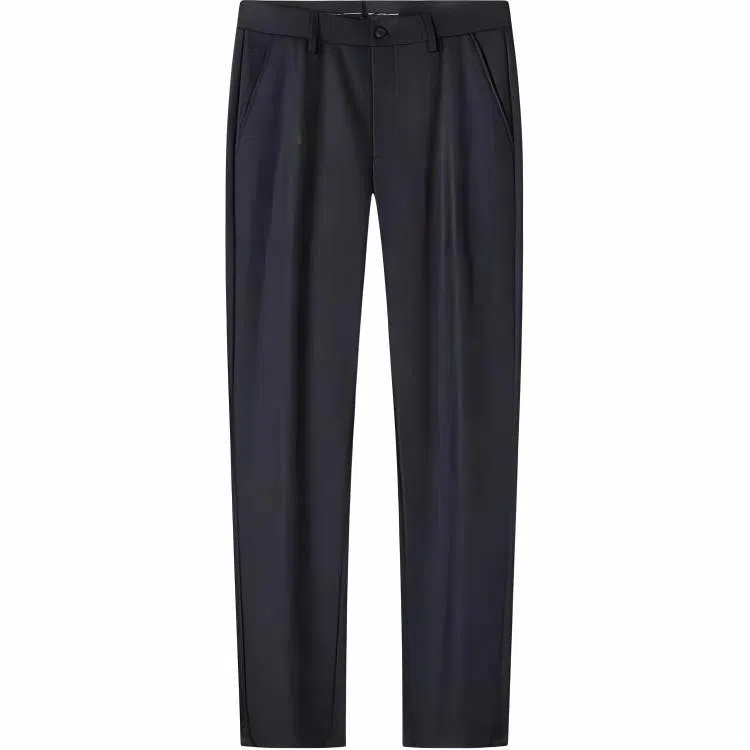 梦特娇 纯色中腰拉链微弹直筒西装裤 男款