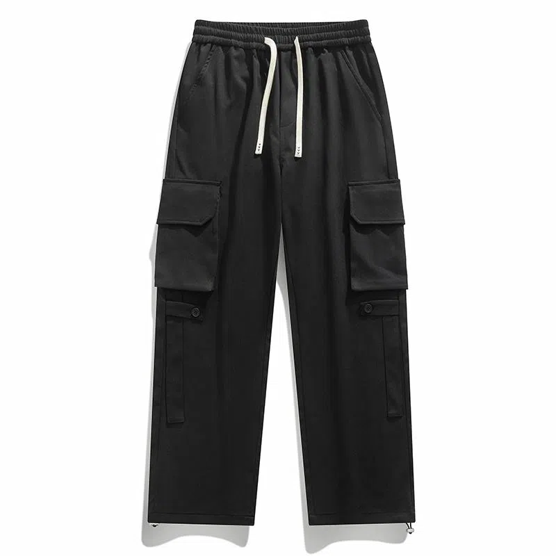 国际米兰足球俱乐部 美式纯色简约多口袋百搭系带直筒工装裤 男女同款