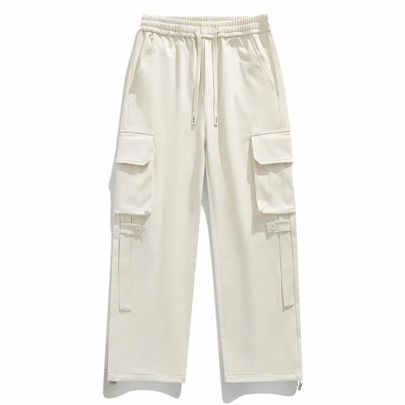 国际米兰足球俱乐部 美式纯色简约多口袋百搭系带直筒工装裤 男女同款