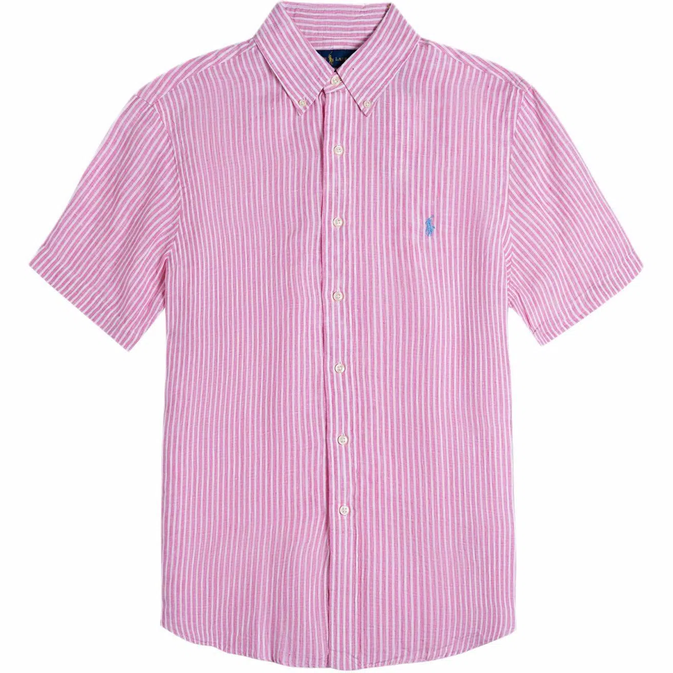 Polo Ralph Lauren Striped Pony Logo Linen Shirt Pink