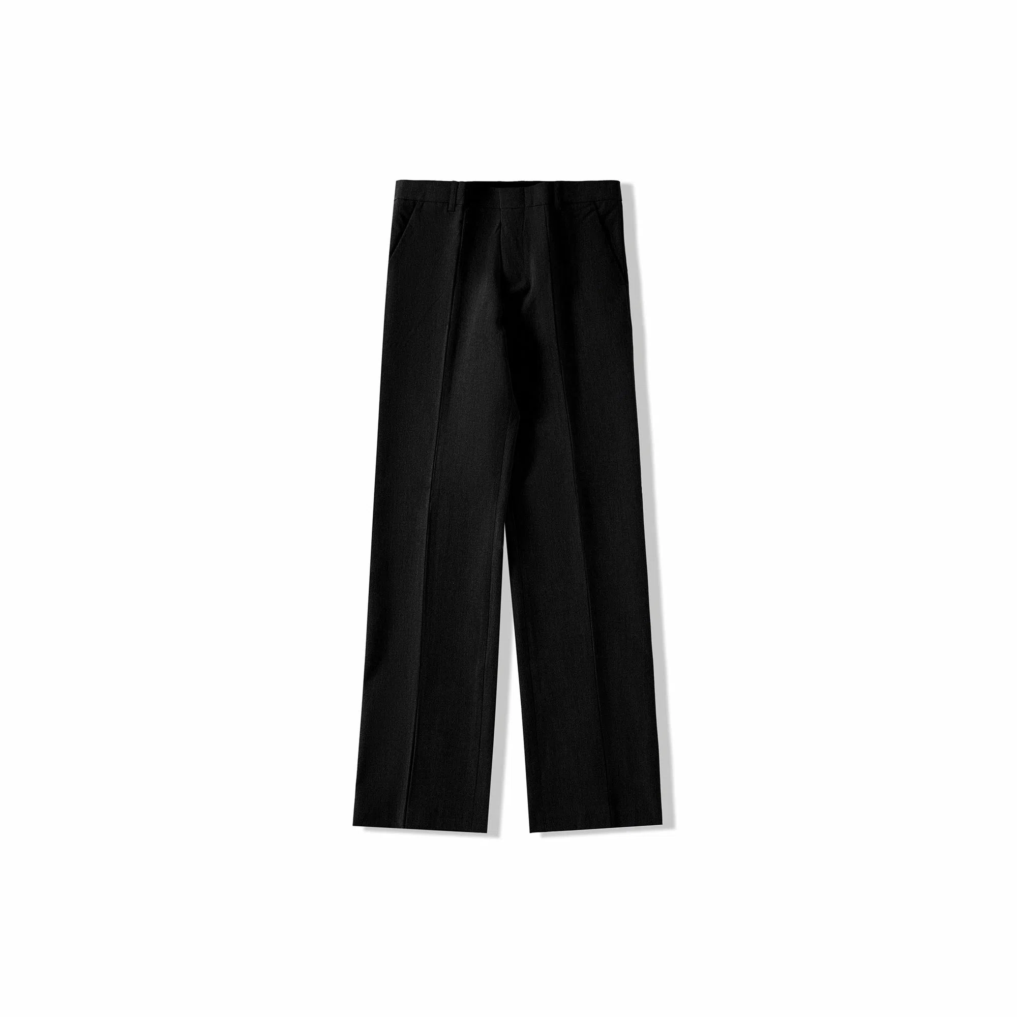 我是大卫 韩版直筒垂感西裤基础款拖地拉链开叉休闲裤 男女同款