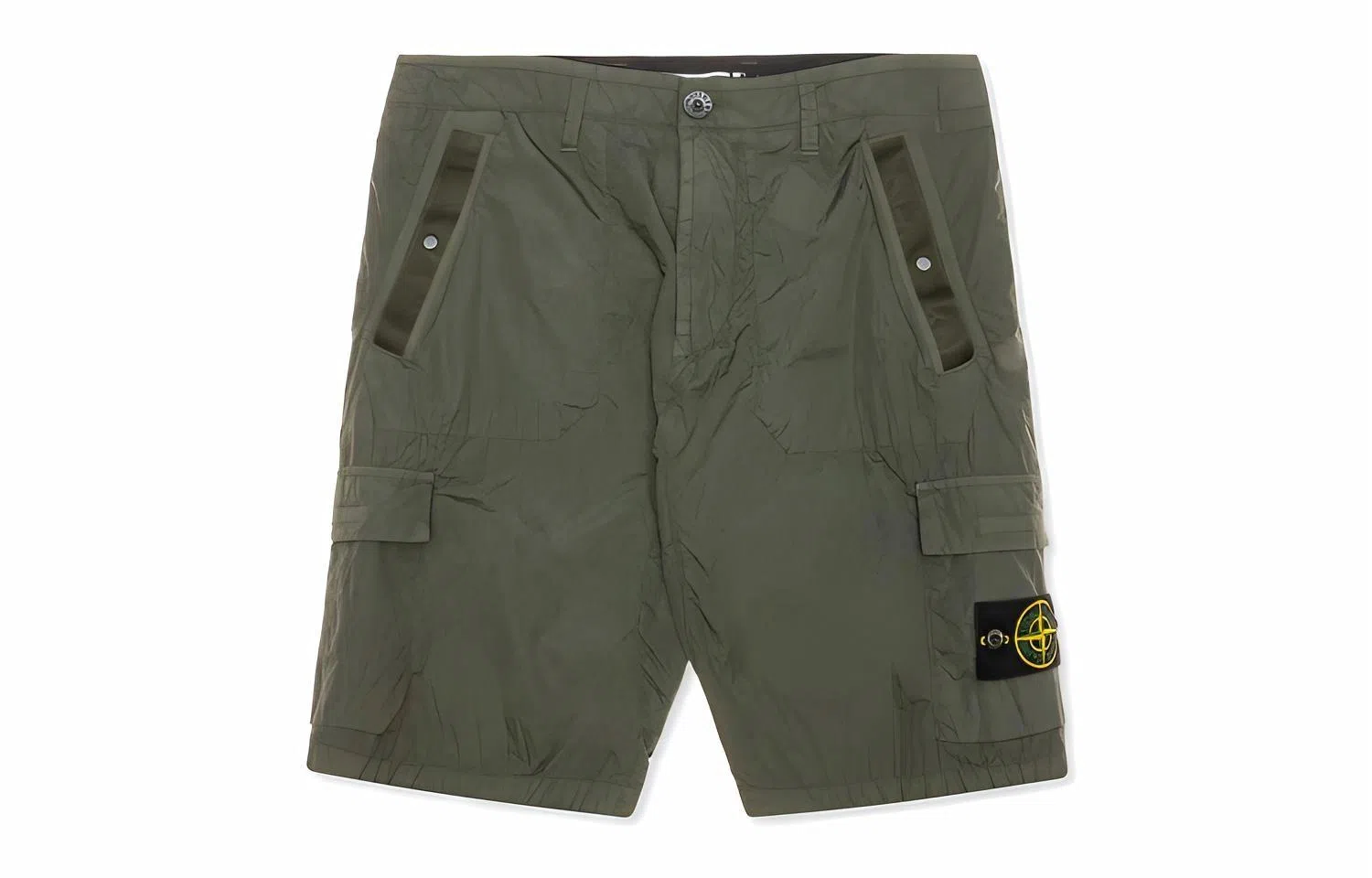 Stone Island Seersucker Bermuda Cargo Shorts Olive