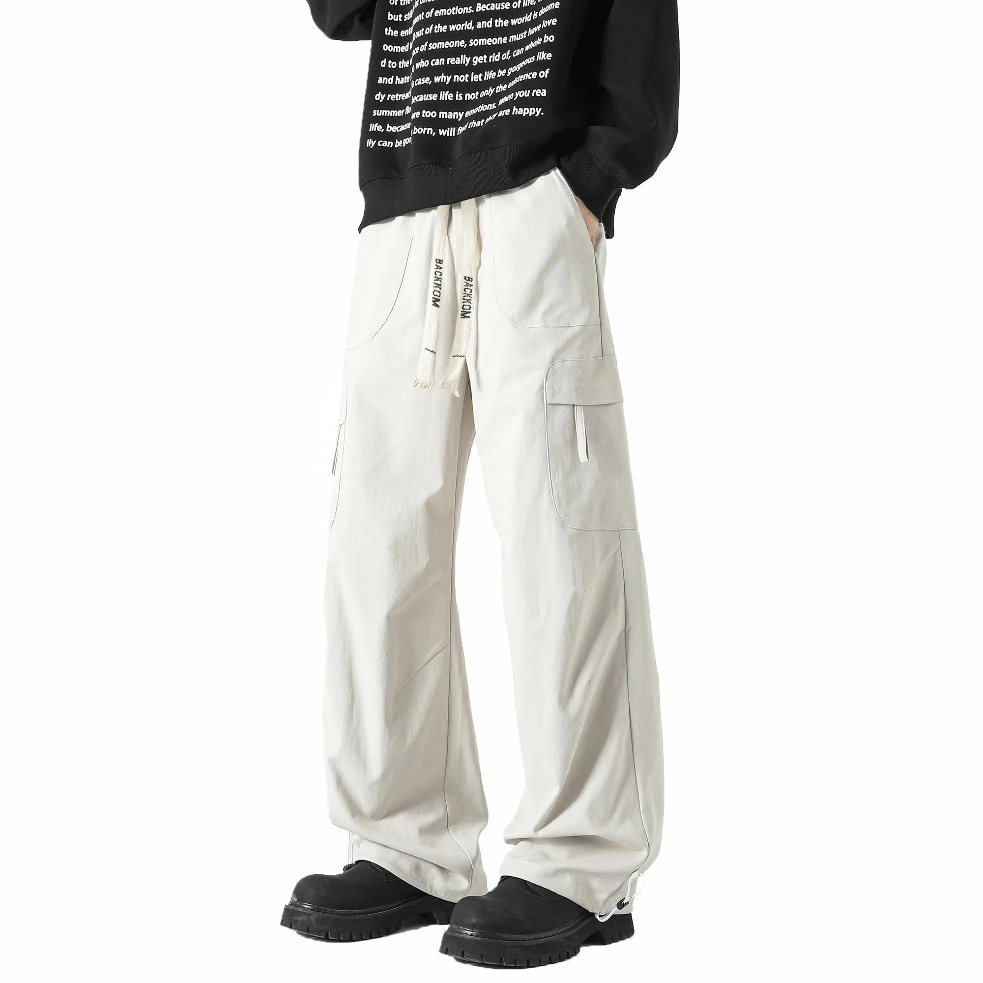 大卫贝肯 美式高街复古基础款纯色运动百搭工装裤 男女同款