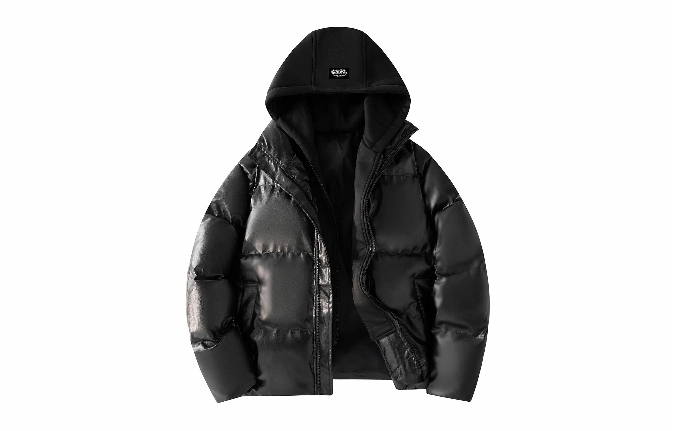 大卫贝肯 美式高街学院风宽松休闲加厚外套连帽假两件保暖棉服 男女同款