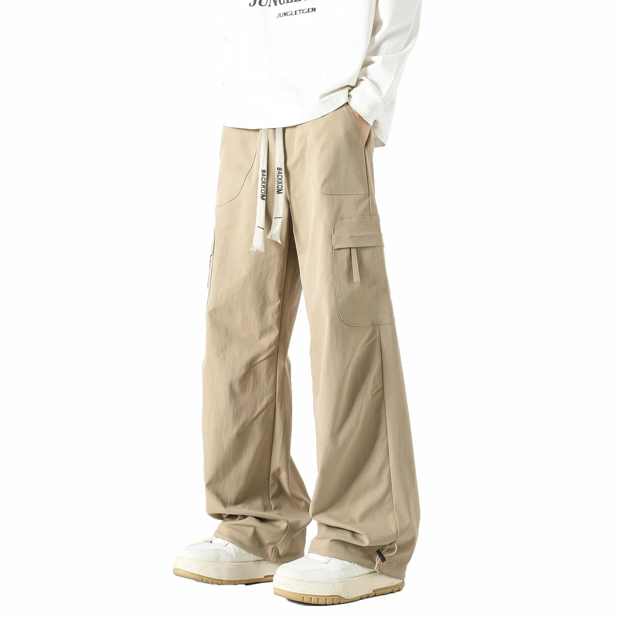 大卫贝肯 美式高街复古基础款纯色运动百搭工装裤 男女同款