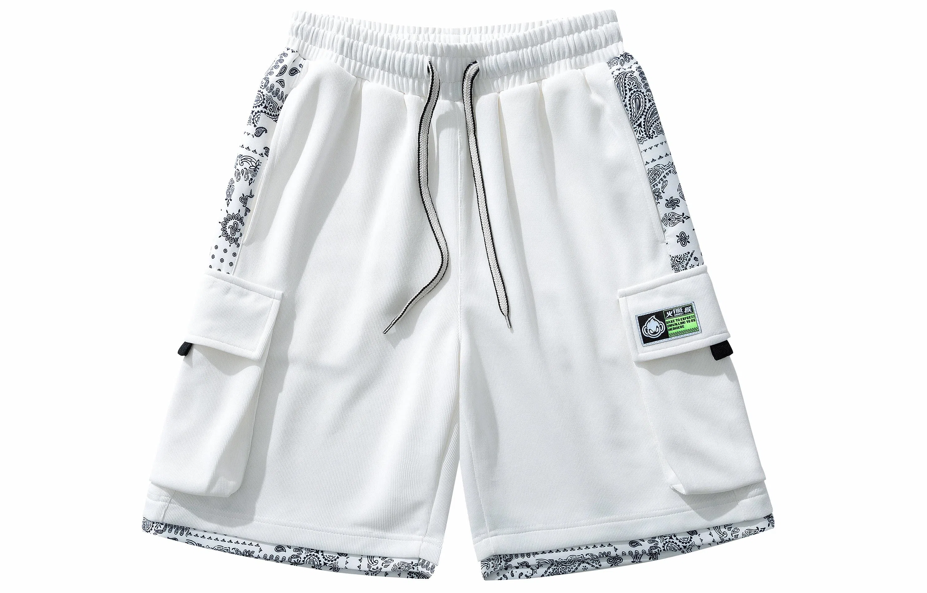 FireMonkey Paisley Cargo Shorts White