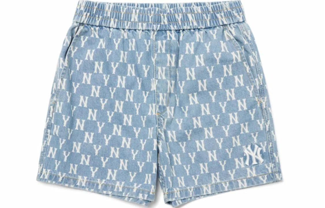 MLB Classic Logo Denim Shorts Light Blue