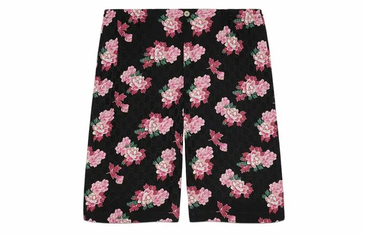 Gucci Peony Print Silk Shorts