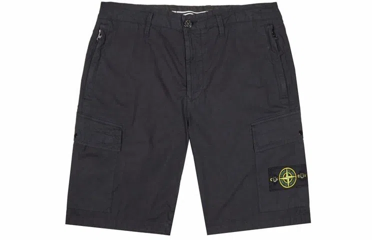 Stone Island Logo Zip Pocket Shorts Navy
