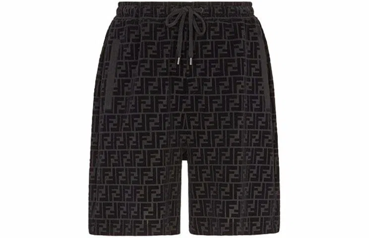 Fendi Logo Print Drawstring Shorts