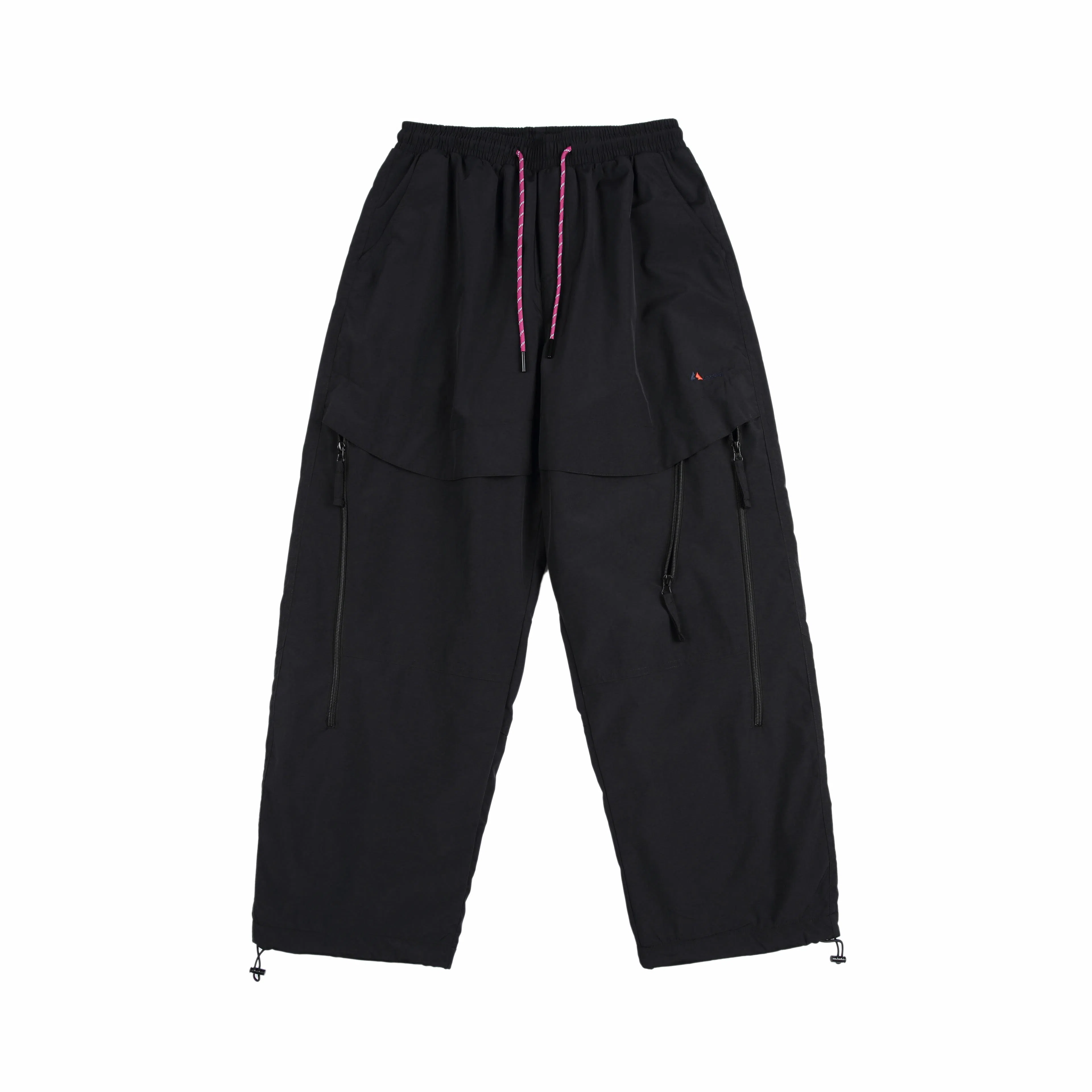 兔先森 山系撞色字母刺绣多拉链摇粒绒加绒加厚保暖裤脚可调节直筒宽松工装长裤休闲裤 男女同款