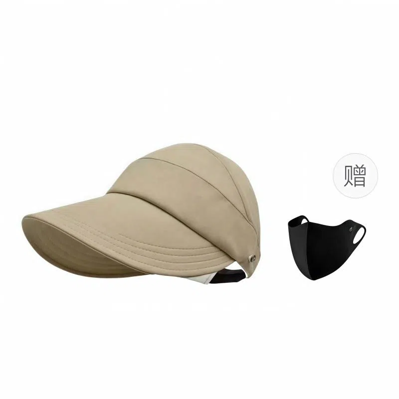 冠辉 夏季马尾空顶时尚设计修饰脸型显脸小可折叠遮阳太阳帽防紫外线半空顶轻盈清凉透气户外休闲运动 涤纶 防晒帽 男女同款情侣款