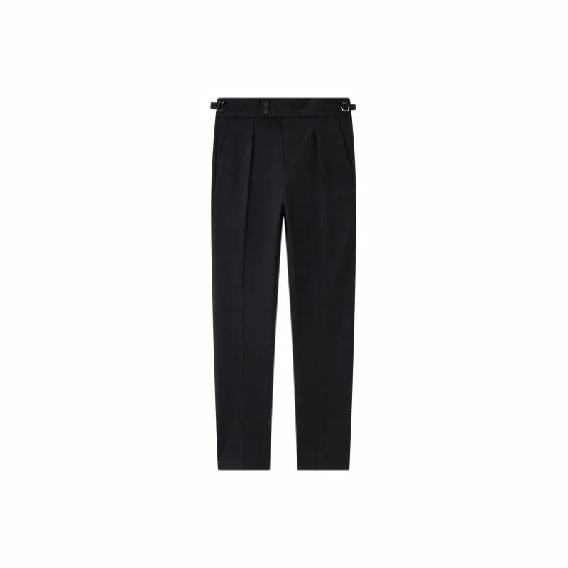 九牧王男裤专家 修身微弹高腰纯色西装裤 男款 黑色