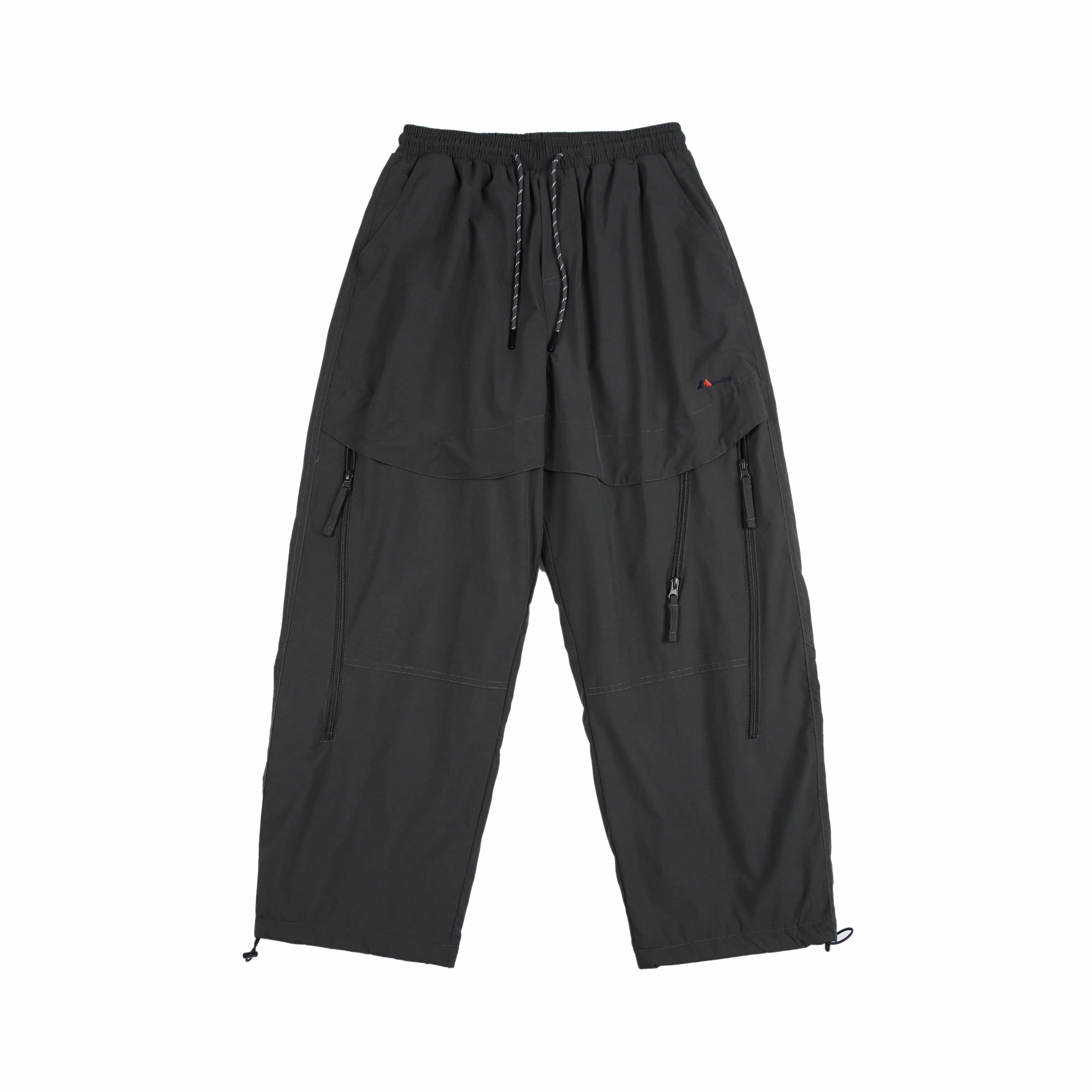 兔先森 山系撞色字母刺绣多拉链摇粒绒加绒加厚保暖裤脚可调节直筒宽松工装长裤休闲裤 男女同款