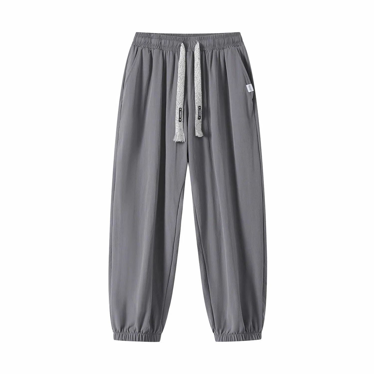 三体 冰丝垂感拖地透气美式复古基础纯色简约百搭户外通勤潮牌高街抽绳宽松直筒柔软舒适弹力学生多巴胺休闲裤 男女同款