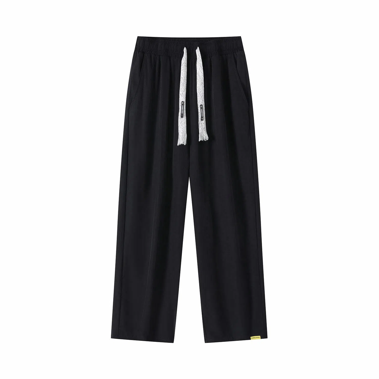 三体 冰丝直筒垂感拖地透气美式复古基础纯色简约抽绳宽松柔软舒适百搭户外通勤弹力学生多巴胺薄款显瘦高街潮牌休闲裤 男女同款