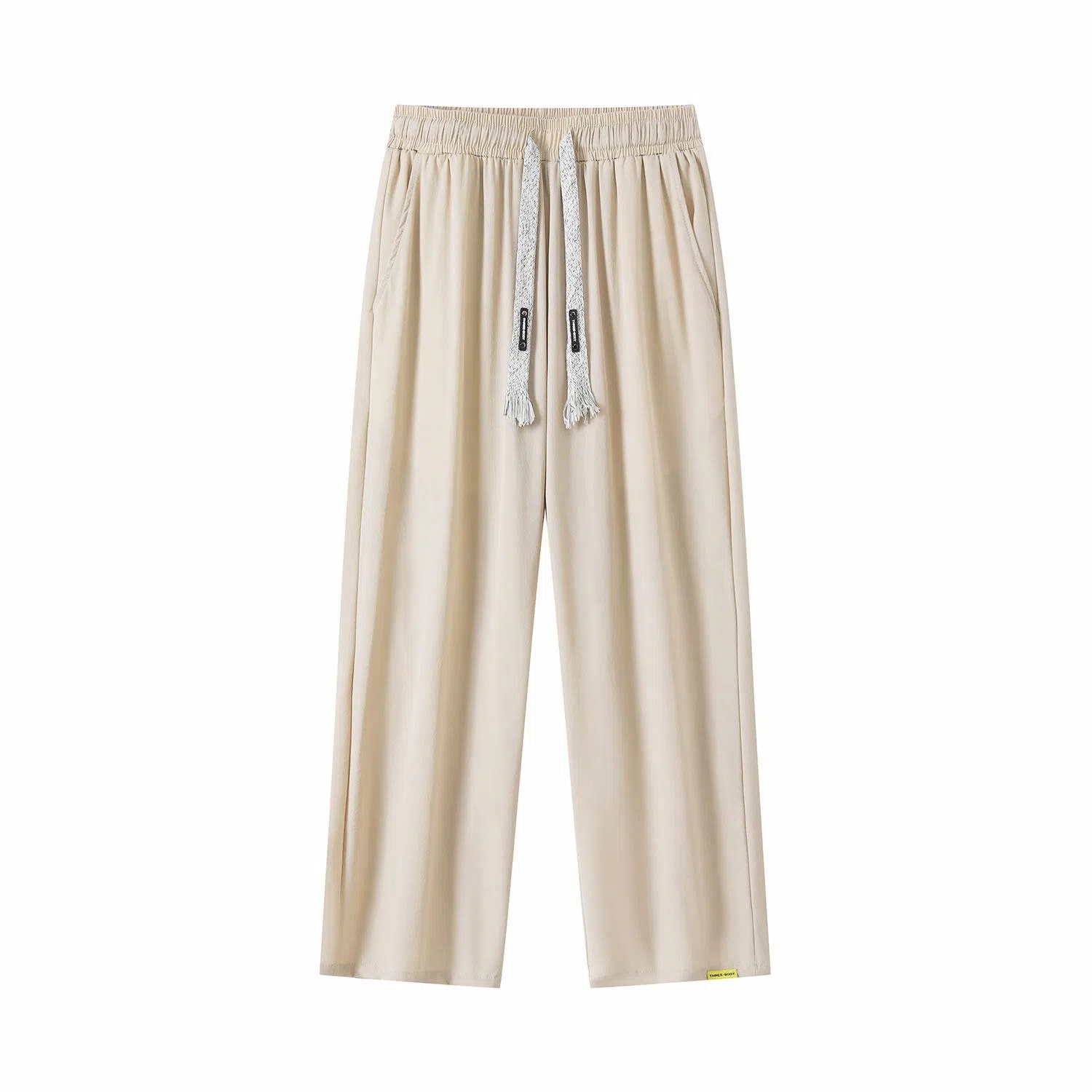 三体 冰丝直筒垂感拖地透气美式复古基础纯色简约抽绳宽松柔软舒适百搭户外通勤弹力学生多巴胺薄款显瘦高街潮牌休闲裤 男女同款