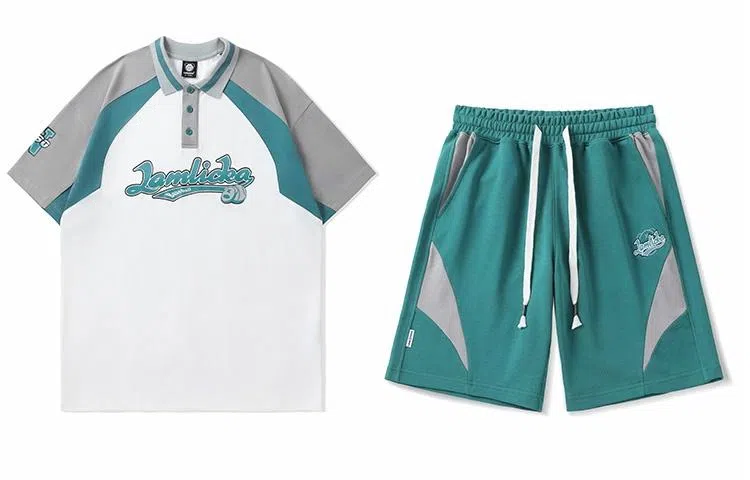 LAMLICKA Retro Sports Polo Set White