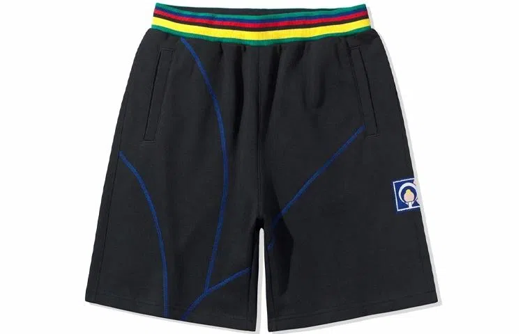 中国李宁 巴黎时装周走秀系列 撞色明线运动短裤 男款 黑色