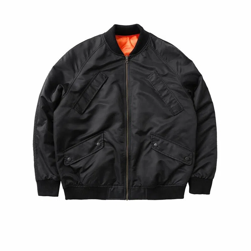 实年服工  两面穿夹棉工装飞行休闲户外机能保暖棒球服 男款 黑色