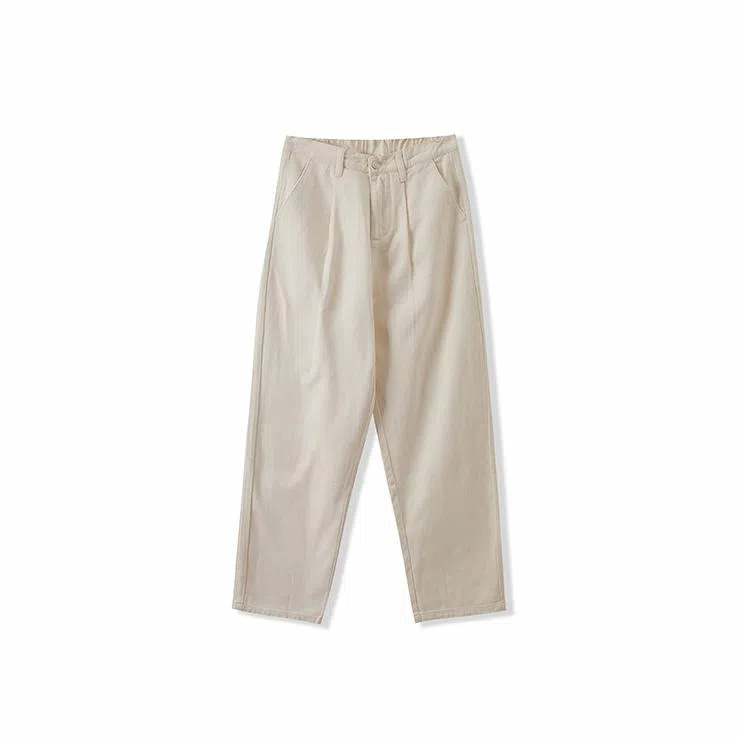 我是大卫 垂感百搭直筒宽松休闲裤 男女同款 杏色