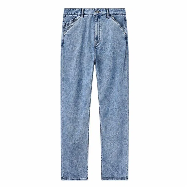 九牧王男裤专家 新凉感系列 易打理宽松直筒中腰牛仔裤 男款 淡蓝