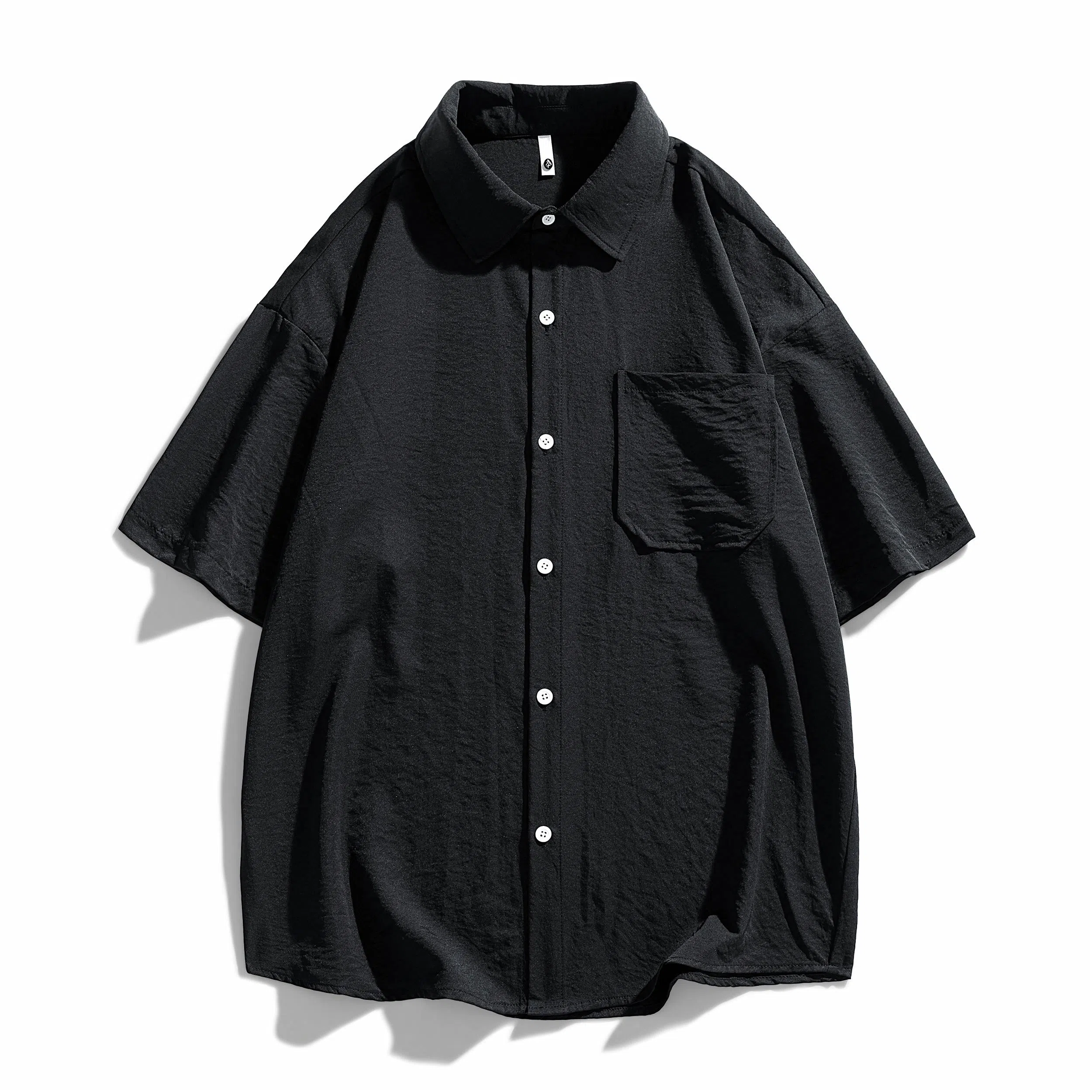 袋鼠 美式冰丝透气亲肤舒适纯色简约基础款多巴胺配色休闲百搭宽松短袖衬衫 男女同款