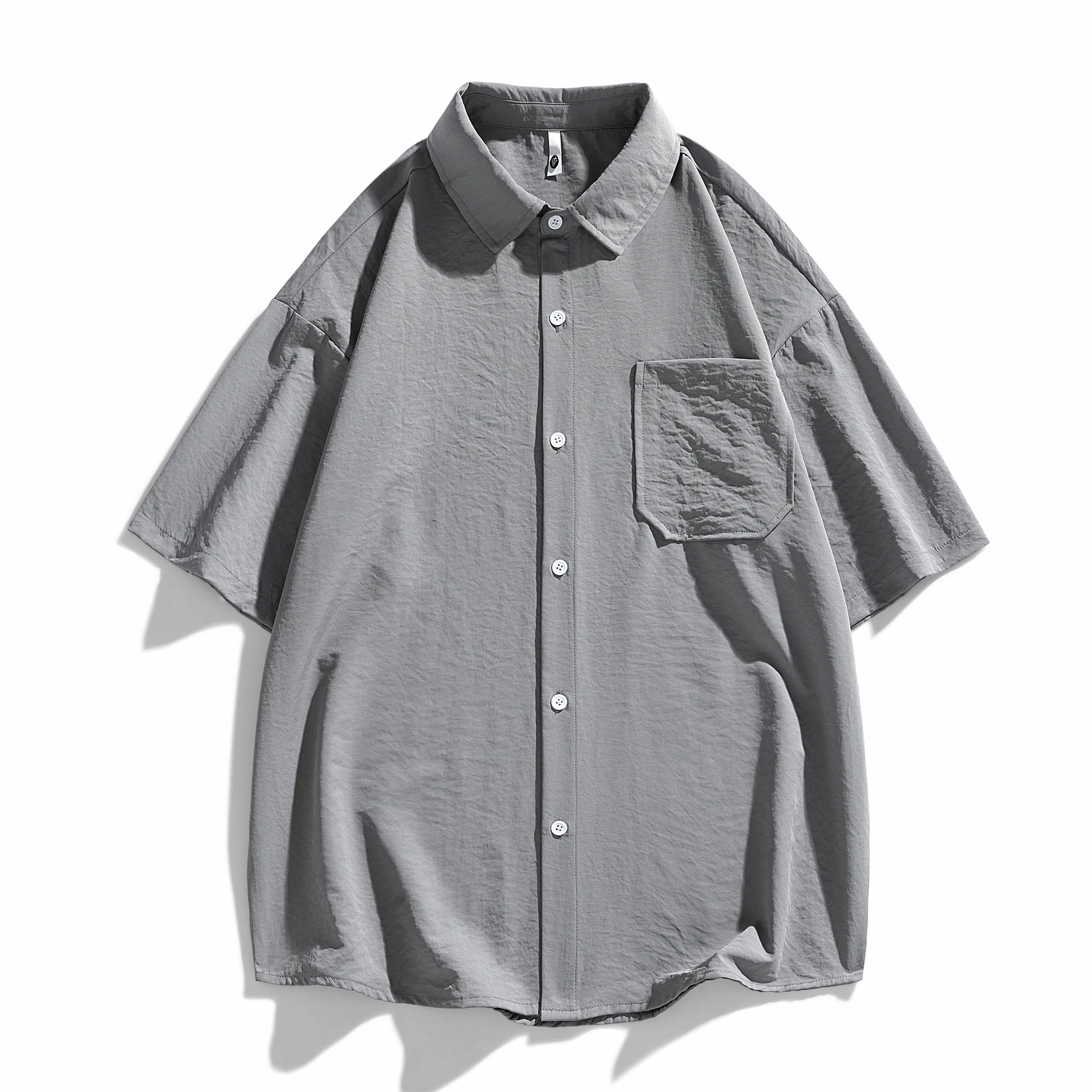 袋鼠 美式冰丝透气亲肤舒适纯色简约基础款多巴胺配色休闲百搭宽松短袖衬衫 男女同款