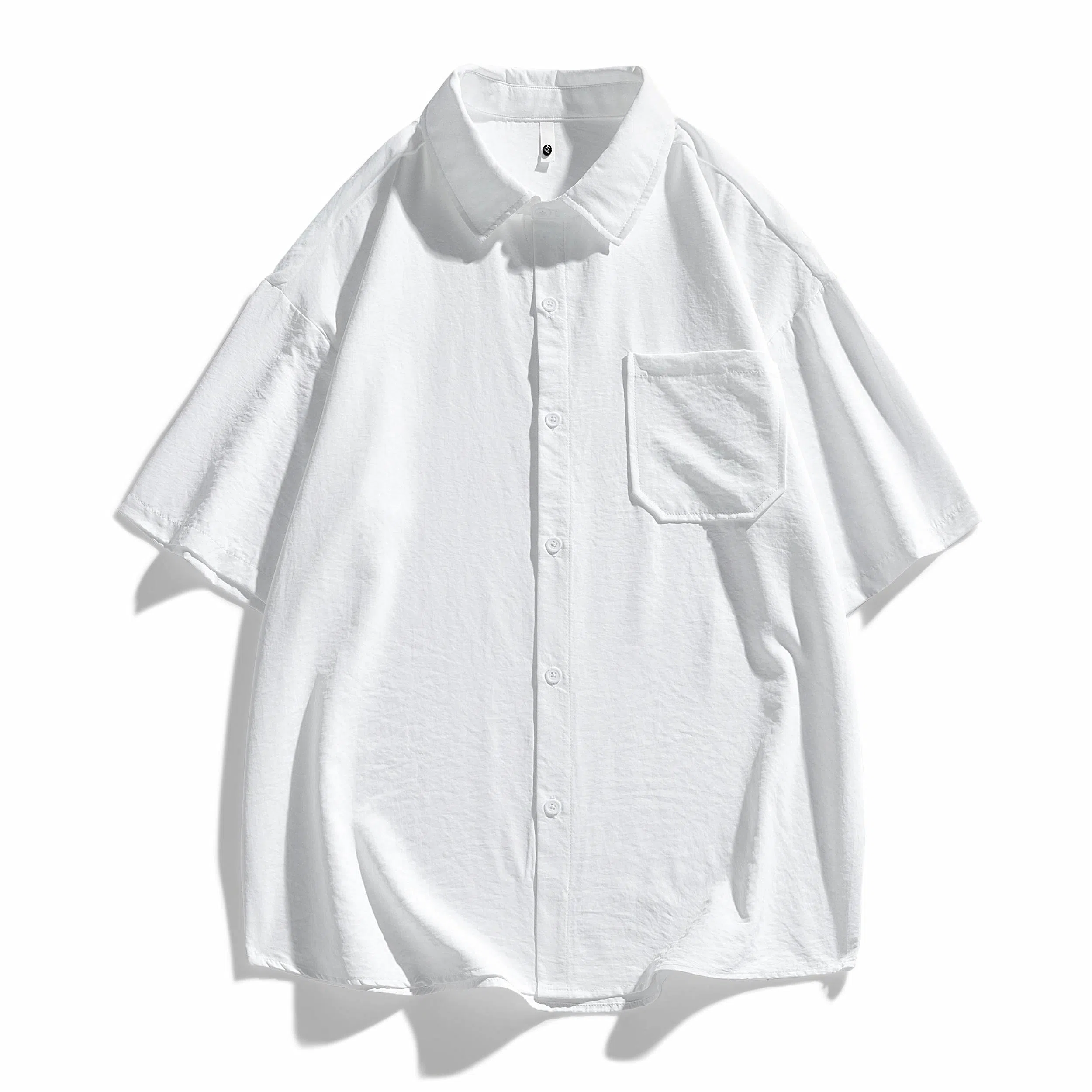 袋鼠 美式冰丝透气亲肤舒适纯色简约基础款多巴胺配色休闲百搭宽松短袖衬衫 男女同款