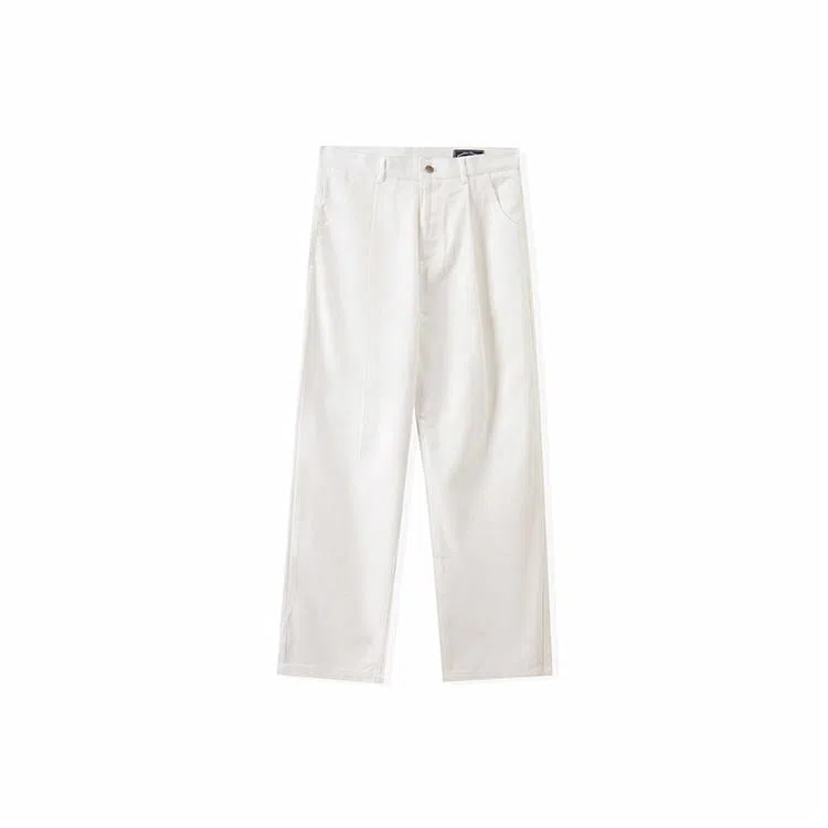 我是大卫 宽松纯色直筒休闲裤 男女同款 白色