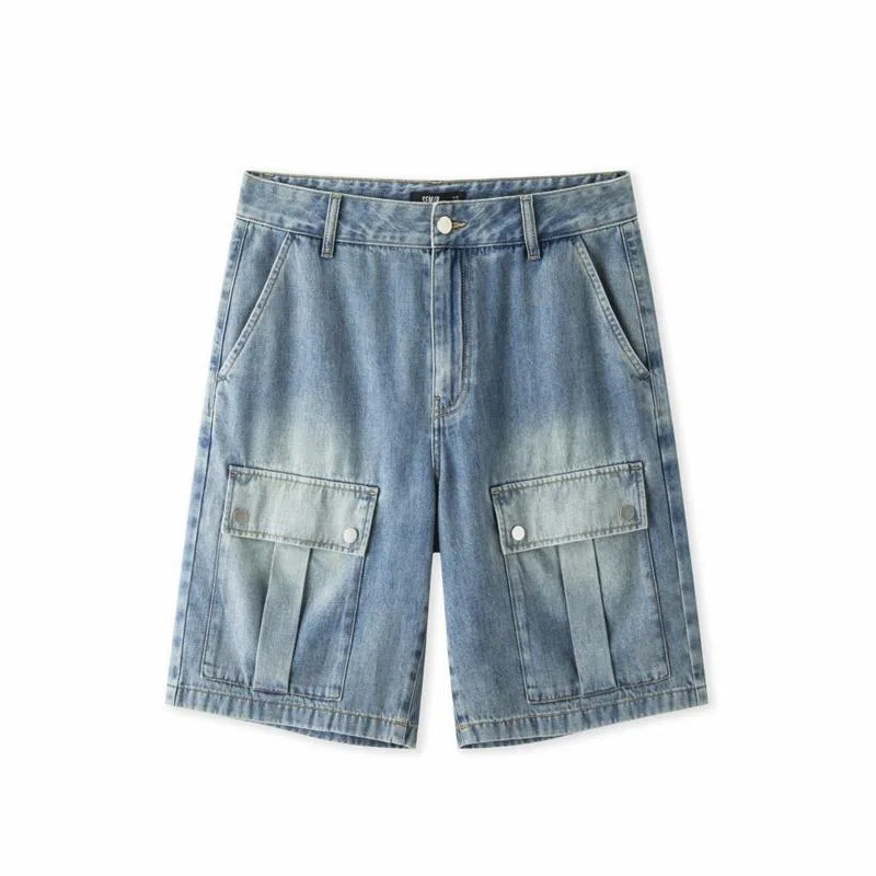森马 宽松直筒工装潮流复古牛仔短裤 男款