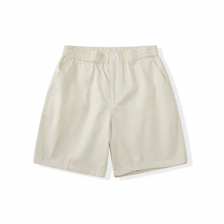 我是大卫 工装复古纯色松紧腰五分宽松休闲短裤 男款 白色