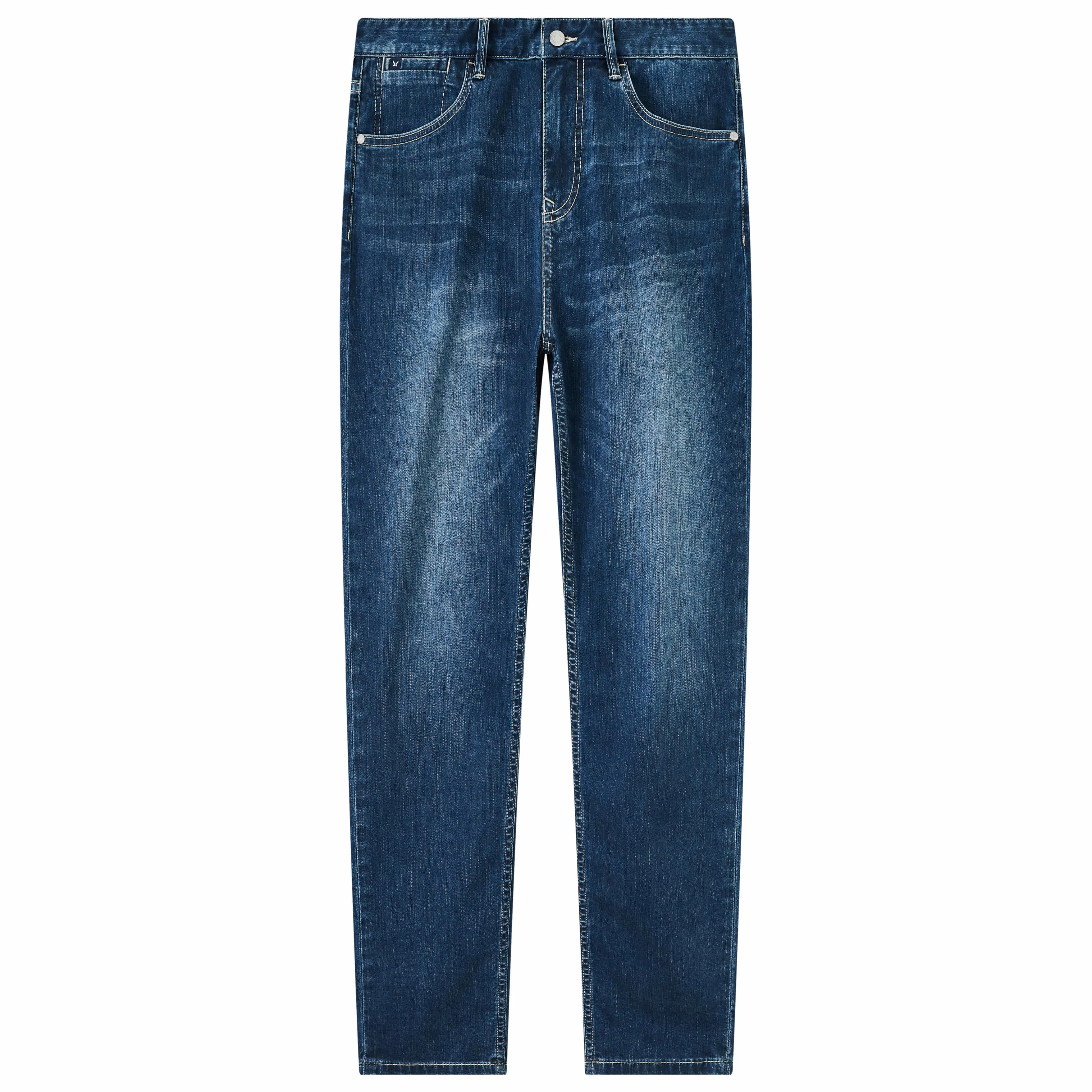 九牧王男裤专家 新凉感系列 百搭舒适微弹修身牛仔裤 男款 藏青