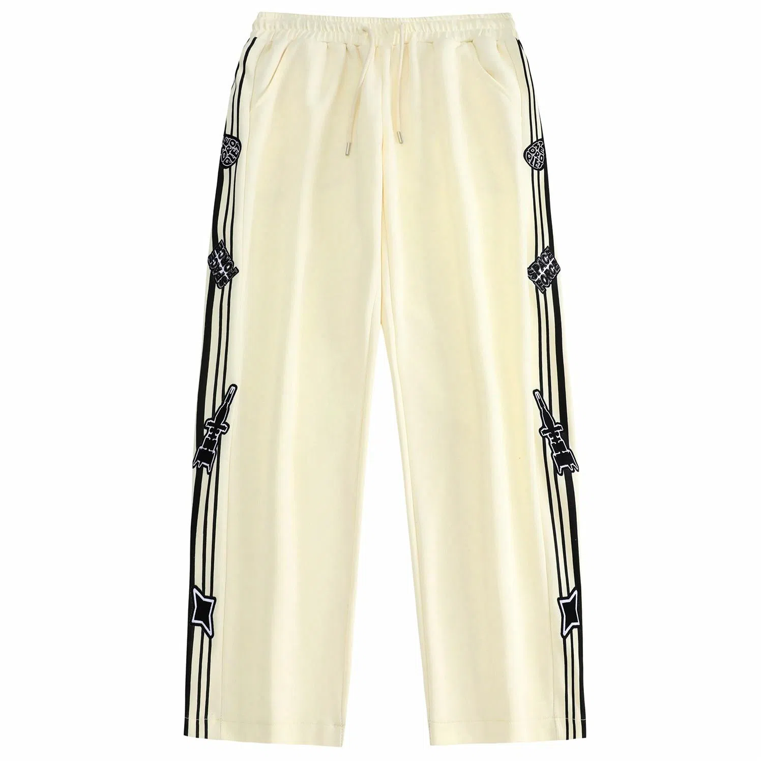 三体 水滴战舰末日之战系列休闲撞色条纹线条松紧抽绳直筒宽松休闲裤 男女同款