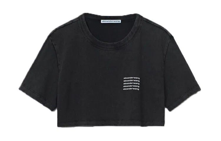 Alexander Wang Logo Cropped T-Shirt Black