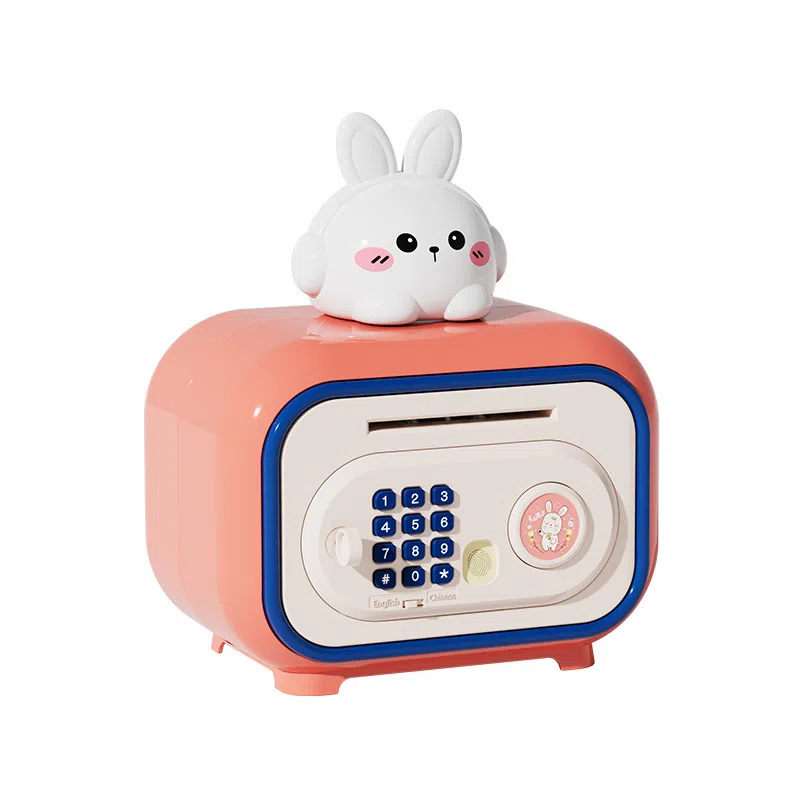 咕轹 卡通存钱罐 大容量多功能双模式  开锁自动感应  卷钱储蓄 创意 智能玩具