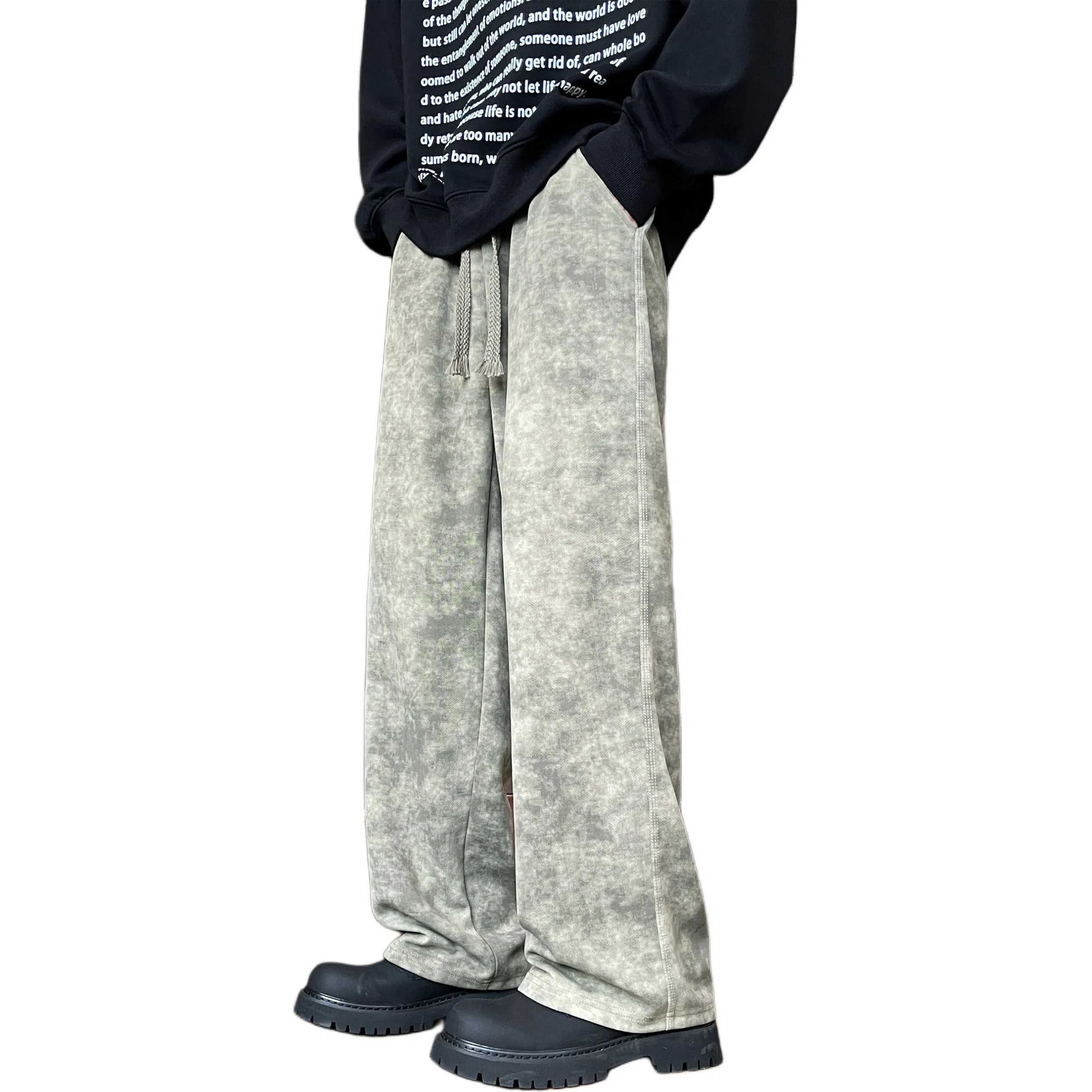 布客行 美式高街复古渐变扎染宽松直筒百搭垂感长裤休闲裤 男女同款