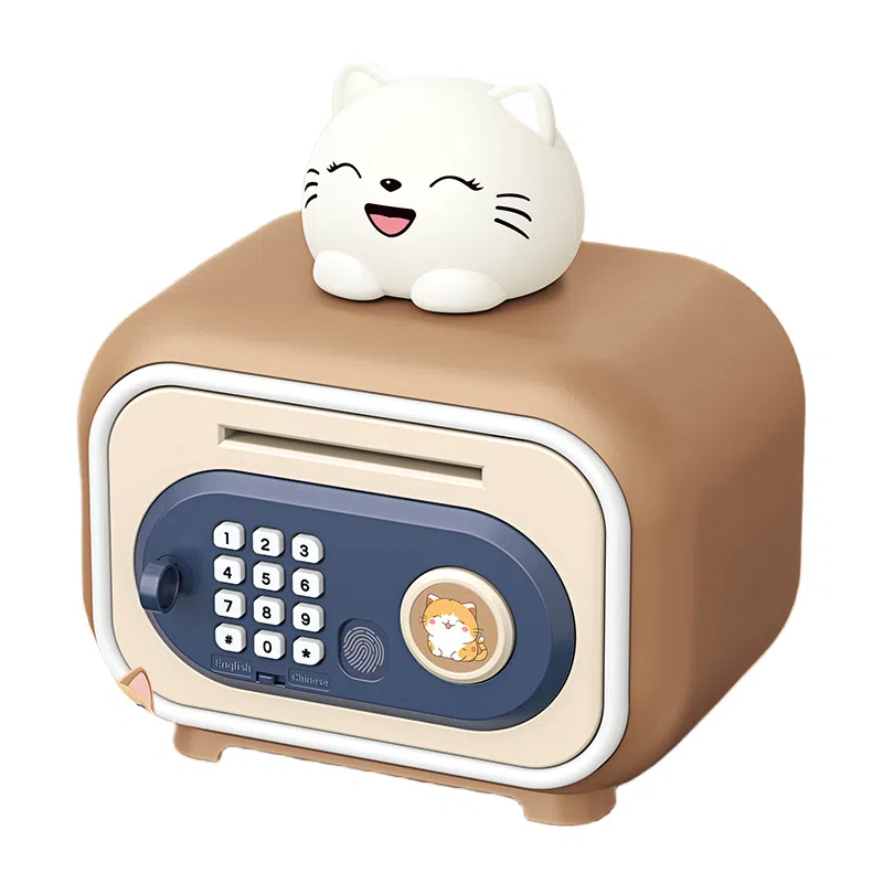 咕轹 卡通存钱罐 大容量多功能双模式  开锁自动感应  卷钱储蓄 创意 智能玩具