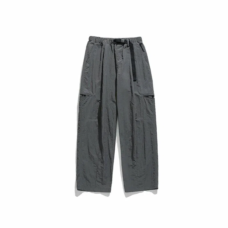 白卷 纯色简约侧边口袋设计宽松休闲裤 男女同款