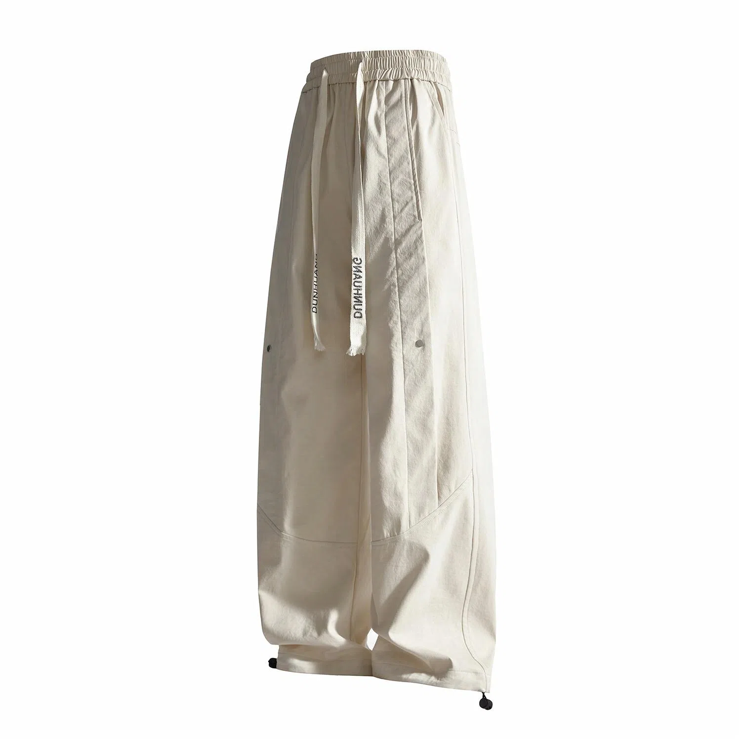 敦煌博物馆 美式潮流基础款松紧系带铆钉户外出行简约百搭宽松直筒垂感大码休闲裤 男女同款