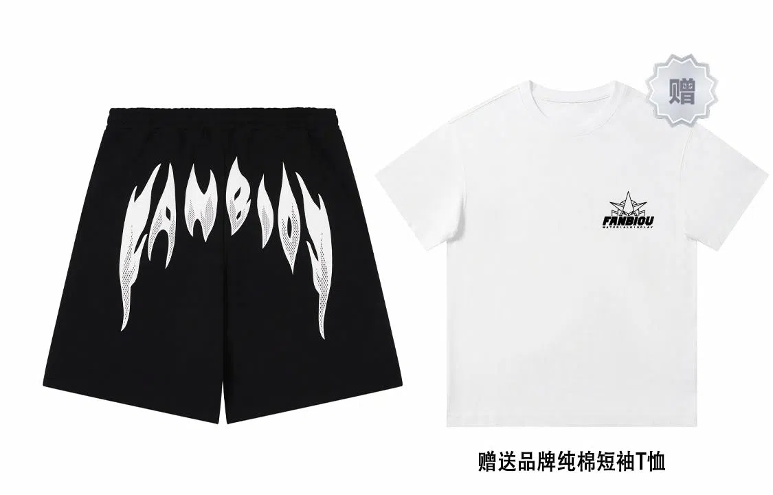 Fanbio SS22 Black Flame Print Shorts